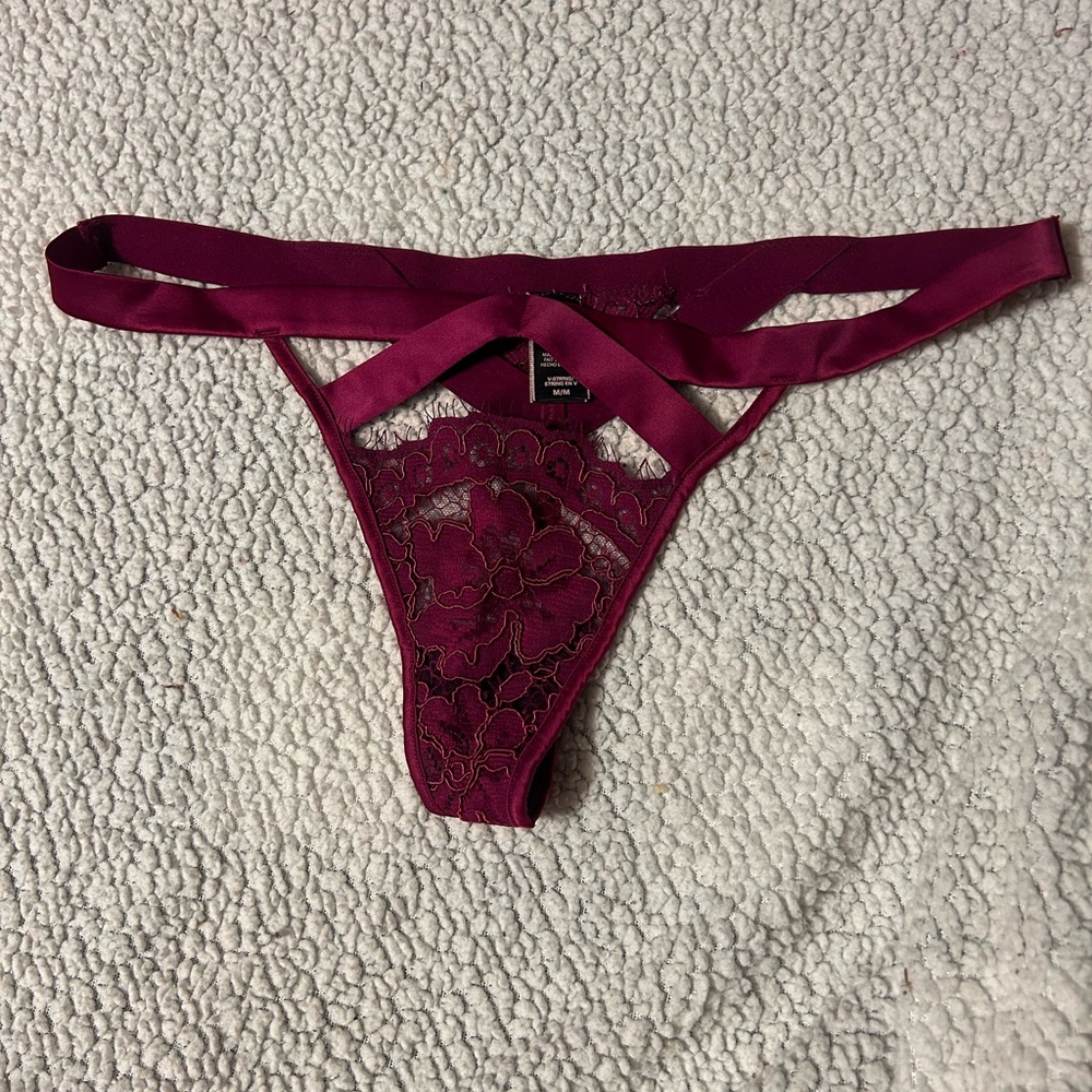Burgundy Lace Thong